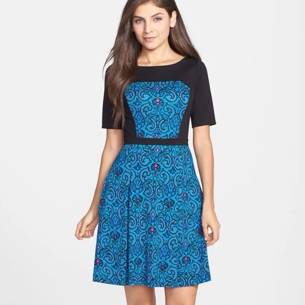 Tracy Reese Eva baroque print mini dress blue/black